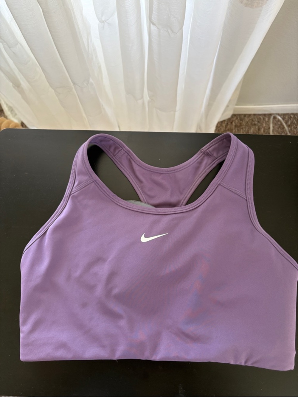 Nike Purple Racerback Sports Bra with White Swoosh